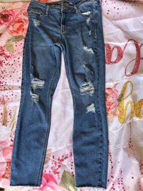 Old Navy Distressed Blue Skinny Jeans